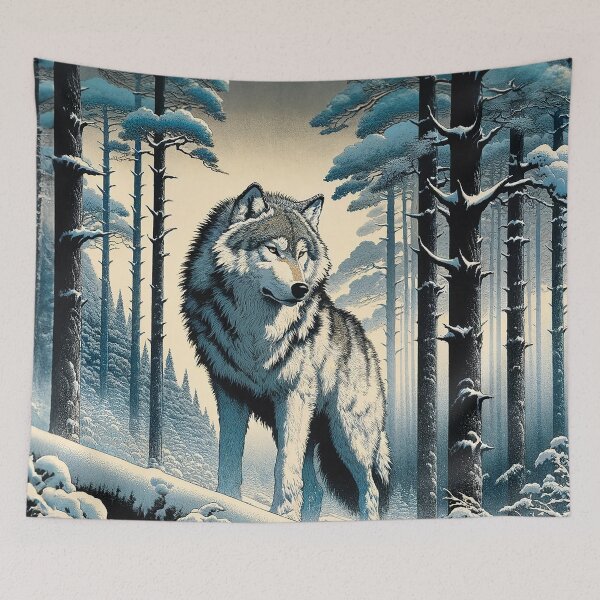 Item preview, Dire Wolf – Japanese Woodblock Style Mythical Animal Art designed and sold by TidalEchoes.