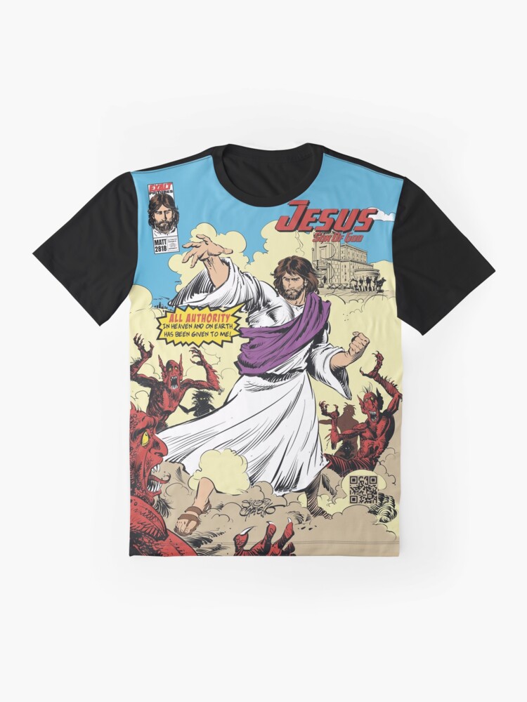 Thumbnail 4 of 5, Graphic T-Shirt, All Authority Jesus Comic Graphic Tee Template designed and sold by fbreedon.