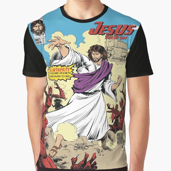 Item preview, All Authority Jesus Comic Graphic Tee Template designed and sold by Exalt Pictures.