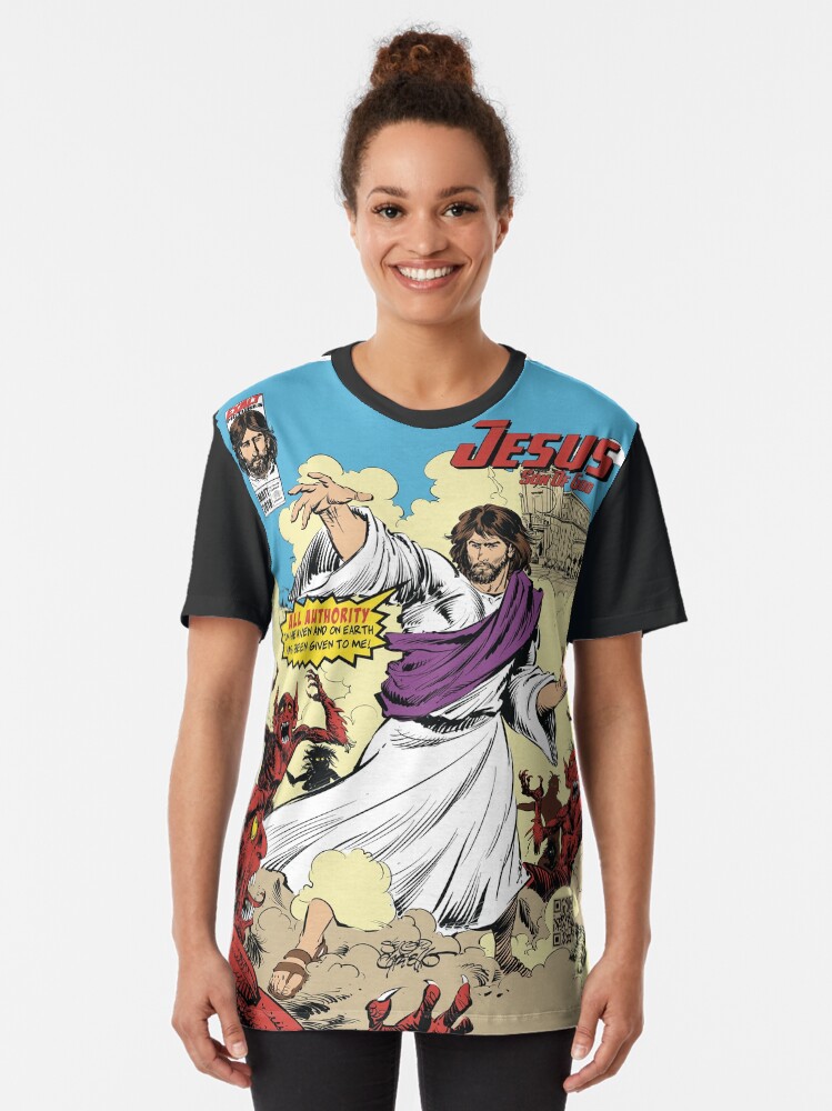 Thumbnail 2 of 5, Graphic T-Shirt, All Authority Jesus Comic Graphic Tee Template designed and sold by fbreedon.