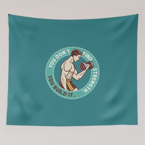 Item preview, You don't find strength.  You build it. Vintage gym illustration. designed and sold by gayishdesign.