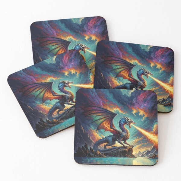 Item preview, Dragon Breathing Fire – Ukiyo-e Inspired Fire Element Print designed and sold by TidalEchoes.