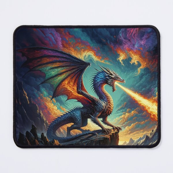 Item preview, Dragon Breathing Fire – Ukiyo-e Inspired Fire Element Print designed and sold by TidalEchoes.