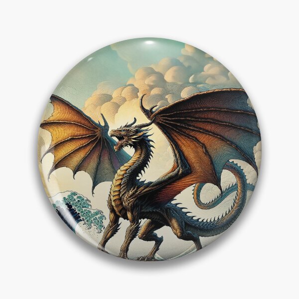 Item preview, Fire and Water – Dragon Over The Great Wave in Ukiyo-e Style designed and sold by TidalEchoes.