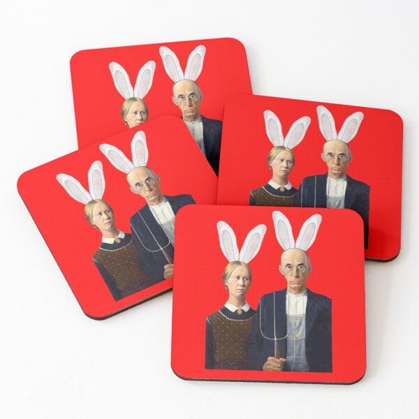 Item preview, Easter American Gothic Bunny Ears Art Original Design Farm Classic Birthday Gift designed and sold by DogLover332.