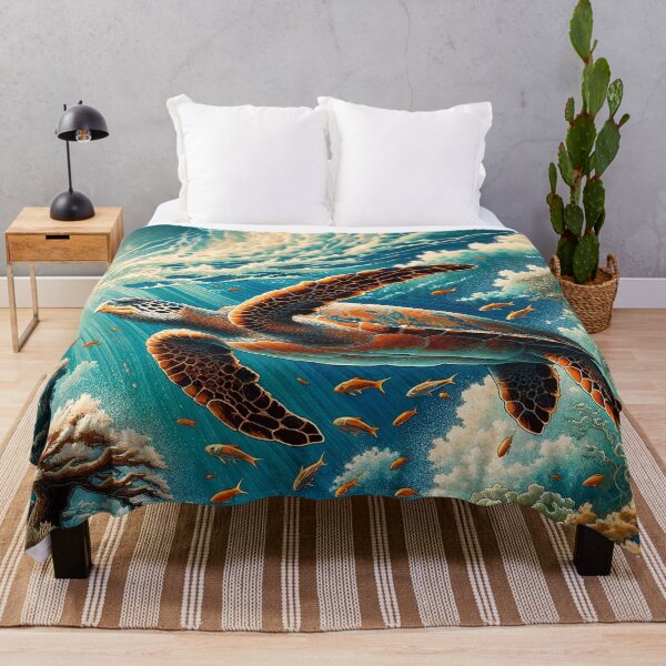 Item preview, Hawksbill Sea Turtle – Peaceful Ocean Art in Japanese Style designed and sold by TidalEchoes.