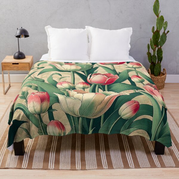 Item preview, Wall of Tulips – Japanese Woodblock Style Floral Art designed and sold by TidalEchoes.