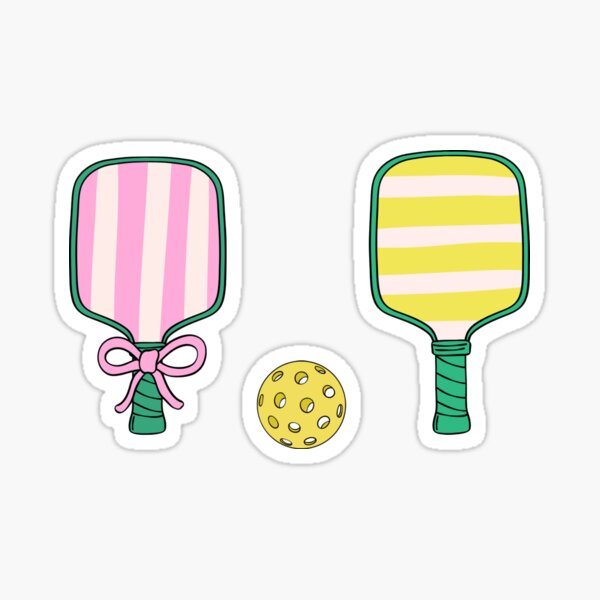 Item preview, Pickleball paddle and ball yellow and pink designed and sold by Fionasarchives.