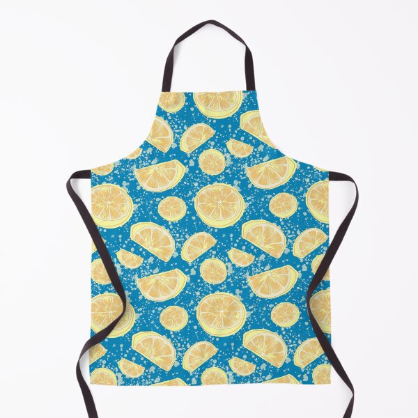 Aperçu de l'œuvre Motif éclaboussures de citron, jaune pastel sur bleu ciel profond créée et vendue par Free-Spirit-Meg.