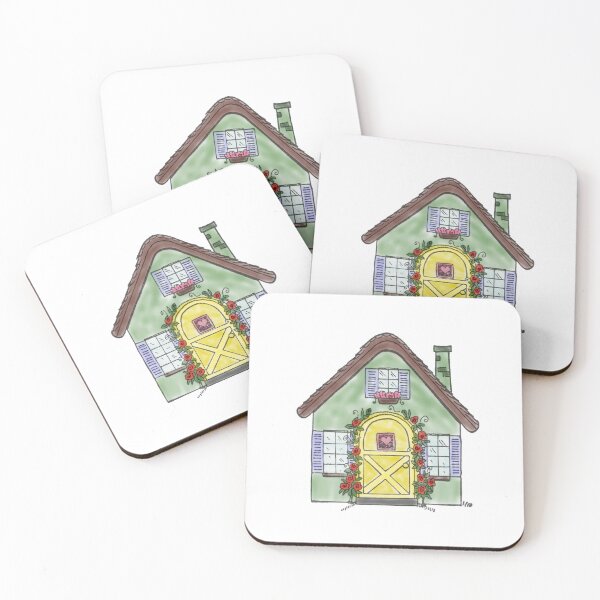 Item preview, Whimsical Cottage with Rose-Covered Door- hand colored illustration  designed and sold by toastysketches.