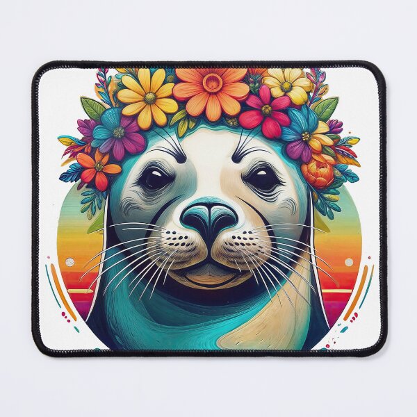 Item preview, Floral Seal Art – Vibrant Ocean Wildlife Illustration designed and sold by ForeverPrintsOK.