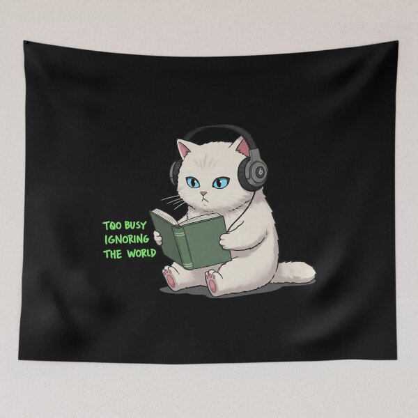 Item preview, Too Busy Ignoring the World – Cat, Books & Music designed and sold by LaserKey.