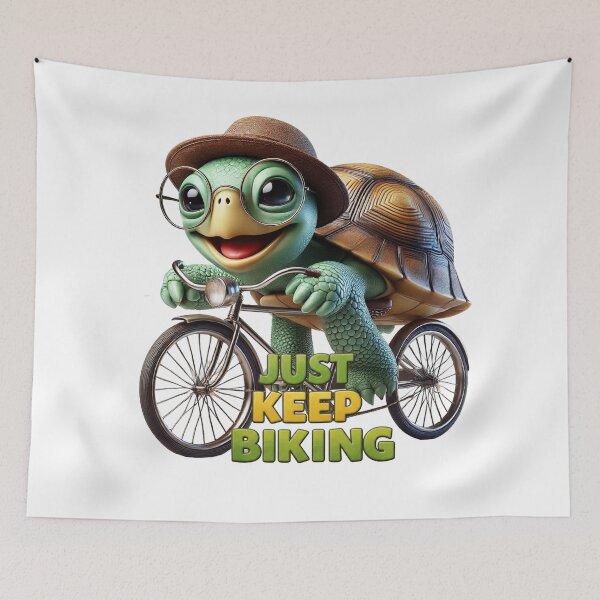 Item preview, Just Keep Biking – Fun Turtle on a Bicycle designed and sold by AleksKos.