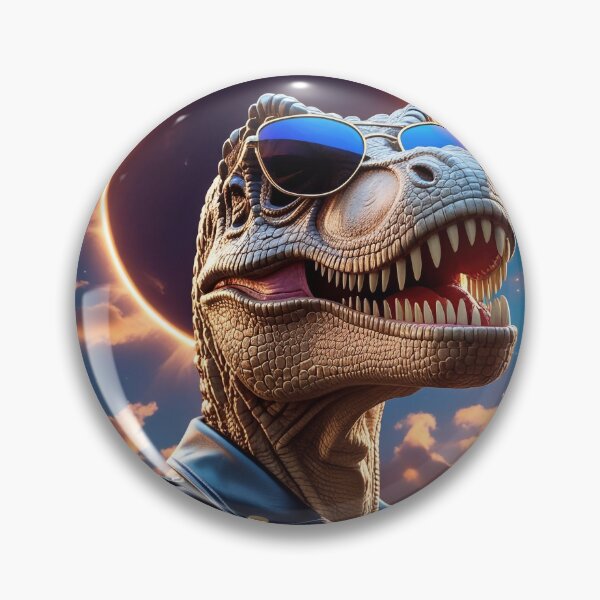 Item preview, Cool dinosaur with sunglasses posing during a solar eclipse against a dramatic sunset sky designed and sold by olenapetol.