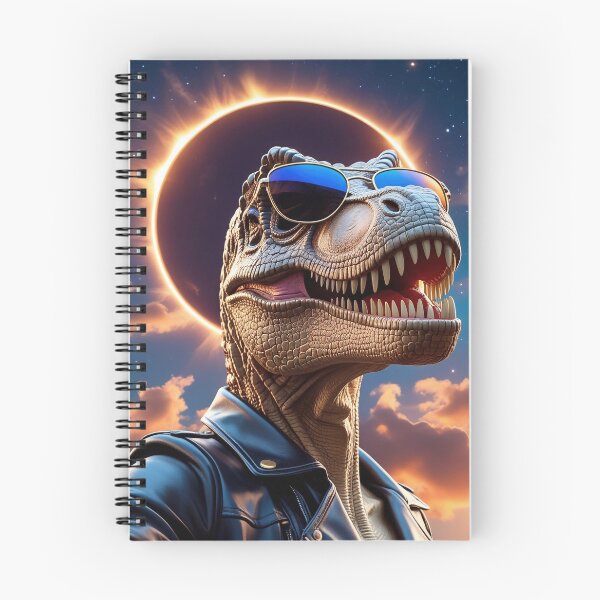 Item preview, Cool dinosaur with sunglasses posing during a solar eclipse against a dramatic sunset sky designed and sold by olenapetol.