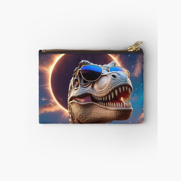 Item preview, Cool dinosaur with sunglasses posing during a solar eclipse against a dramatic sunset sky designed and sold by olenapetol.