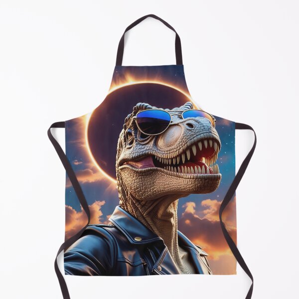 Item preview, Cool dinosaur with sunglasses posing during a solar eclipse against a dramatic sunset sky designed and sold by olenapetol.