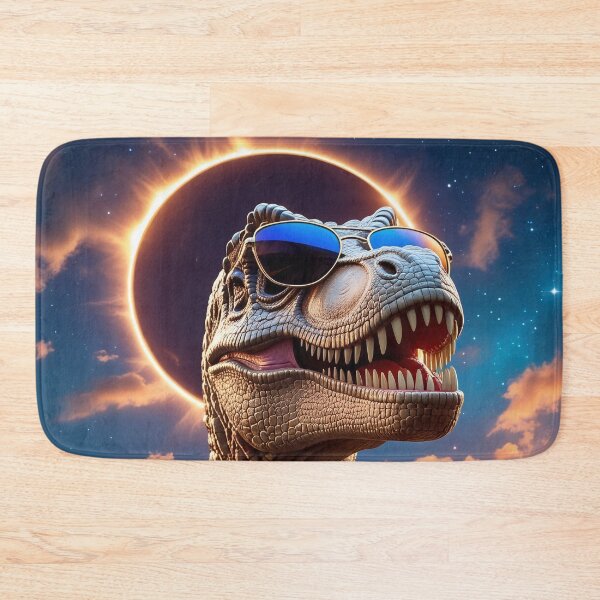 Item preview, Cool dinosaur with sunglasses posing during a solar eclipse against a dramatic sunset sky designed and sold by olenapetol.