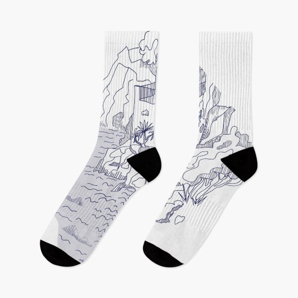 Item preview, Coastal villa in the artistic style of drawn blue and white lines. designed and sold by olenapetol.
