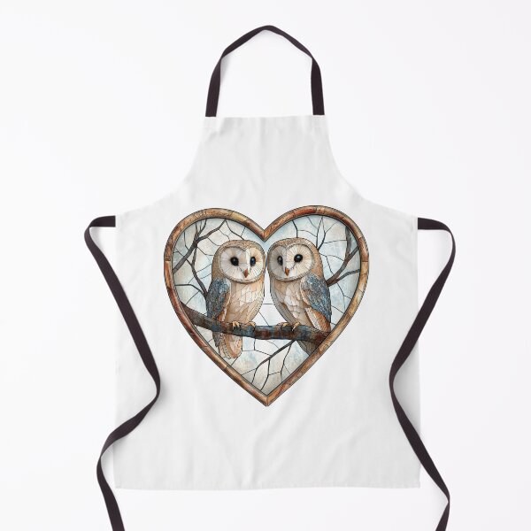 Item preview, Two owls sit together on a branch in a heart-shaped frame designed and sold by olenapetol.