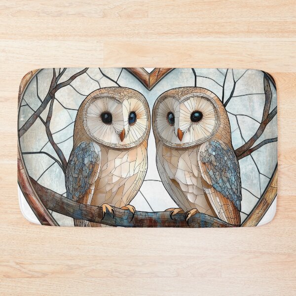 Item preview, Two owls sit together on a branch in a heart-shaped frame designed and sold by olenapetol.