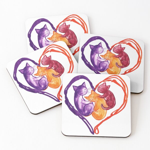 Item preview, Artistic illustration of three cats cuddling in a heart shape designed and sold by olenapetol.