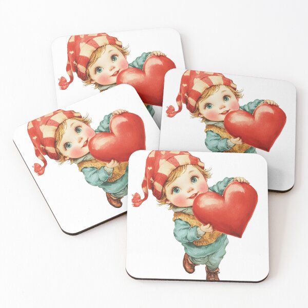 Item preview, Adorable child holding a red heart in hand drawn Illustration designed and sold by olenapetol.