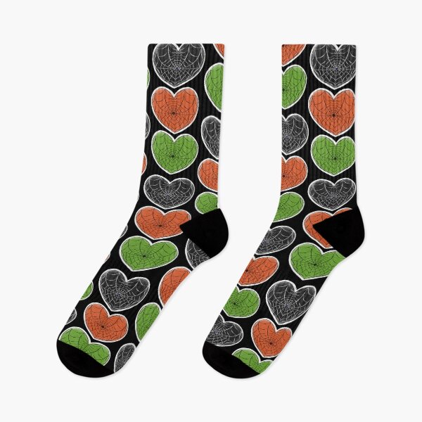 Item preview, Three goth spider web hearts in black, orange and green designed and sold by MetalTea.
