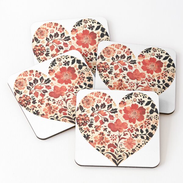 Item preview, Floral heart design with red and black botanical patterns designed and sold by olenapetol.