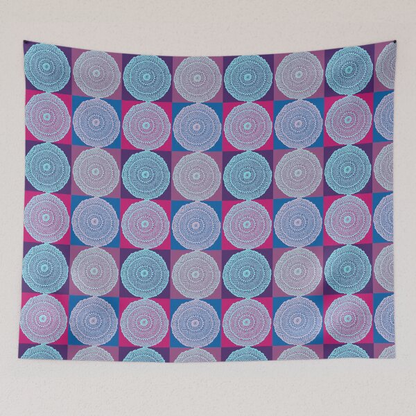 Item preview, Pink, blue, violet vintage crochet doily square pop art designed and sold by MoreThanTat.