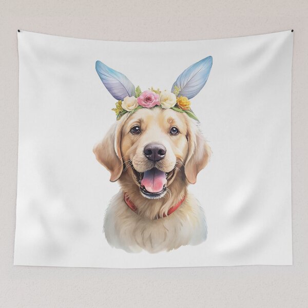 Item preview, Adorable dog wearing floral bunny ears for Easter designed and sold by olenapetol.