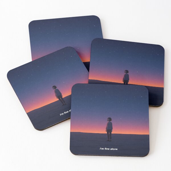 Item preview, I'm Fine Alone – Solitary Figure Under the Night Sky designed and sold by LaserKey.