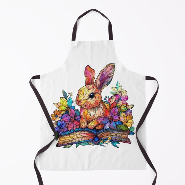 Item preview, Colorful rabbit resting on a vibrant book surrounded by blooming flowers designed and sold by olenapetol.