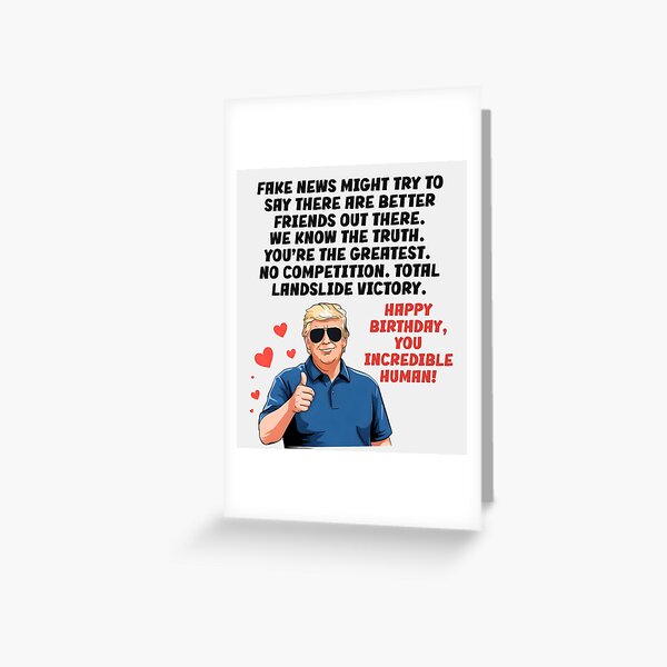 Vista previa del artículo con la obra «Cumpleaños del amigo Donald Trump», diseñado y vendido por HowToCanadian.