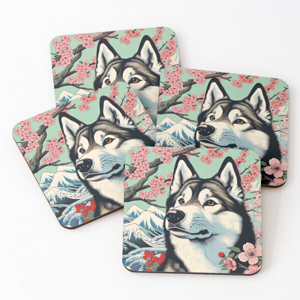 Item preview, Wolf-Like Companion – Ukiyo-e Inspired Northern Inuit Print designed and sold by TidalEchoes.