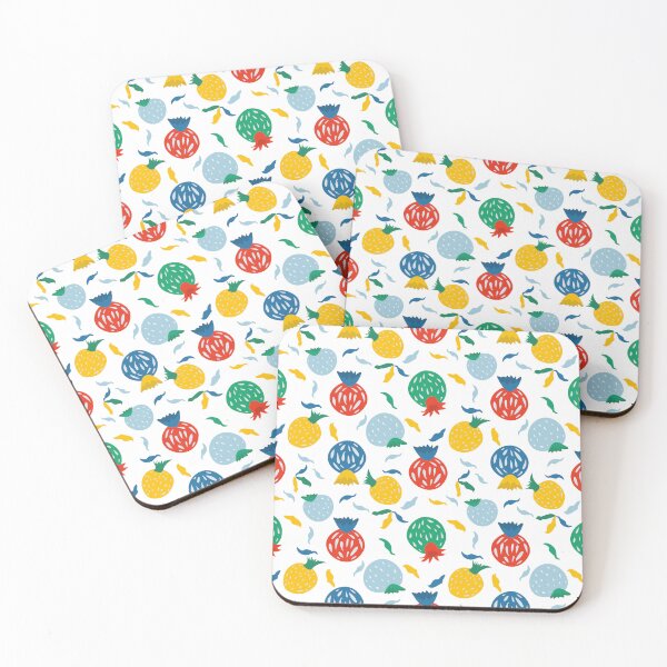 Item preview, Bright and lively repeating pattern showcasing stylized pineapples and colorful shapes. designed and sold by olenapetol.