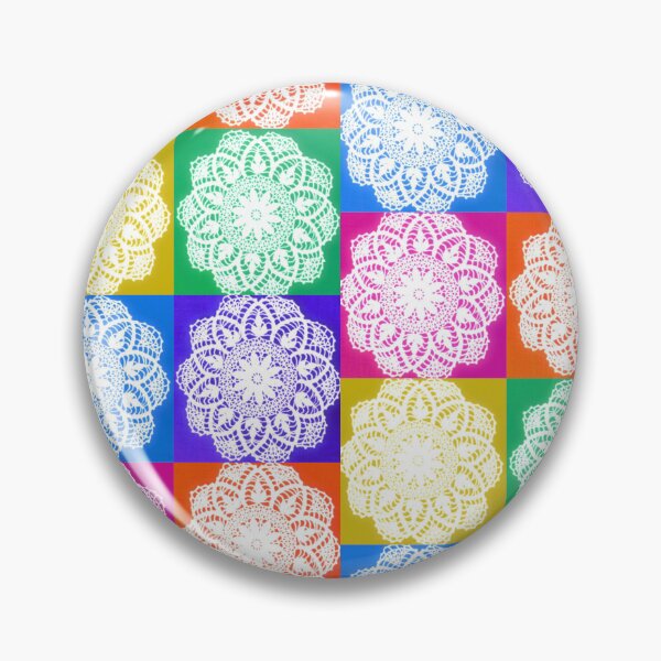Item preview, Vintage Crochet Lace Flower Doily Rainbow Pop Art designed and sold by MoreThanTat.