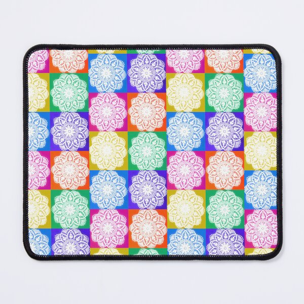 Item preview, Vintage Crochet Lace Flower Doily Rainbow Pop Art designed and sold by MoreThanTat.