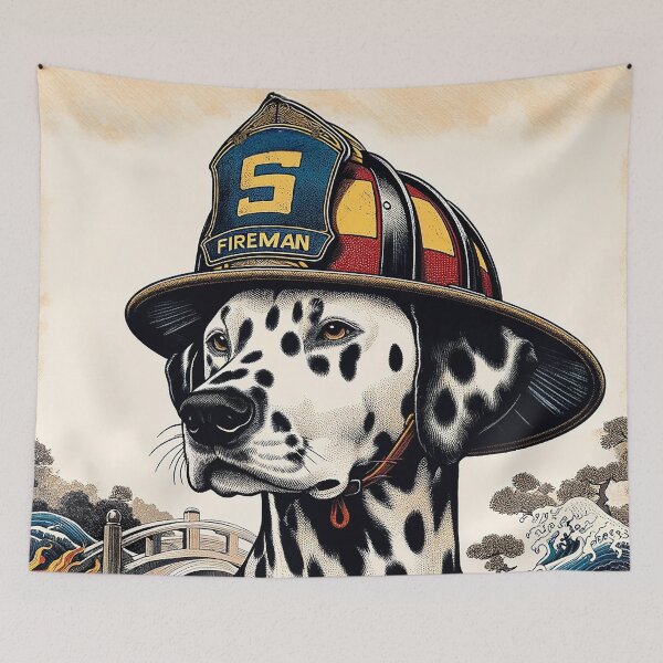 Item preview, Firehouse Dalmatian – Ukiyo-e Inspired Protector Dog Print designed and sold by TidalEchoes.