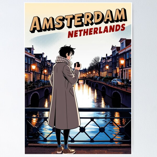 Aperçu de l'œuvre Amsterdam – Illustrations rétro d'anime et de bandes dessinées créée et vendue par Edszart.