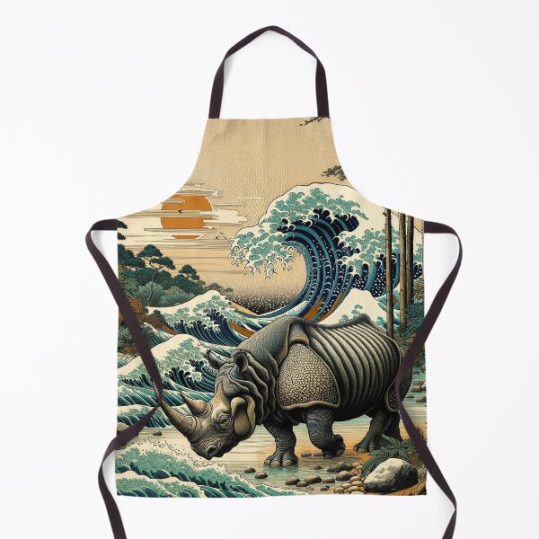 Item preview, Majestic Javan Rhino – Hokusai Style Nature Illustration designed and sold by TidalEchoes.