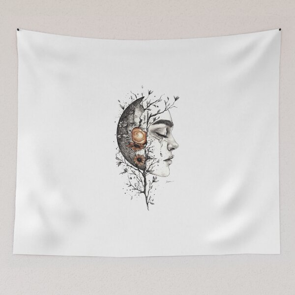 Item preview, Lunar Essence - Moonlit Floral Silhouette designed and sold by MiszungART.