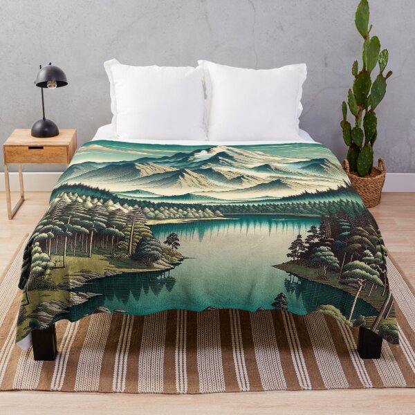 Item preview, Tranquil Mountains – Ukiyo-e Inspired Nature Illustration designed and sold by TidalEchoes.
