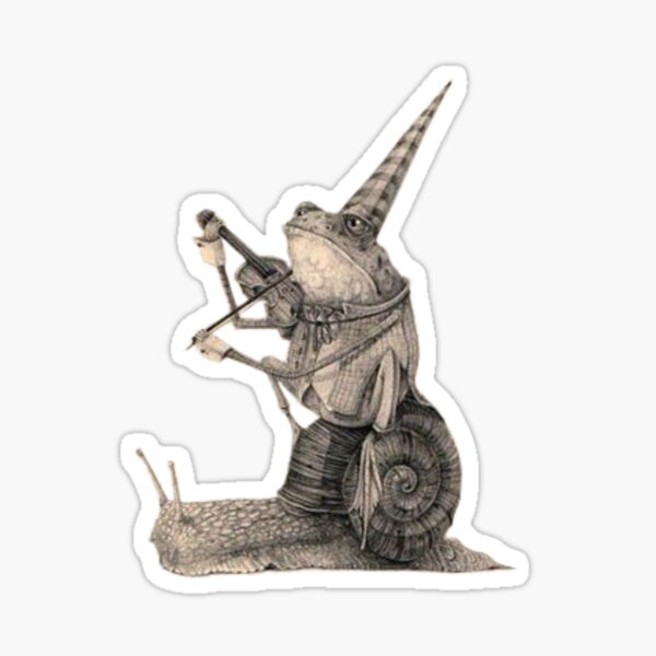 Artikel-Vorschau von Frosch spielt Geige, während er auf einer Schnecke reitet Mittelalter Renaissance, designt und verkauft von creepytoesart.