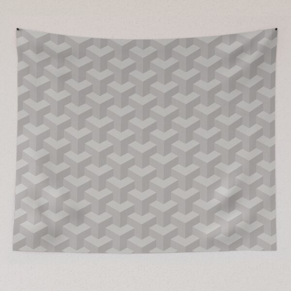Item preview, Geometric Optical Illusion Blocks Pattern In Shades Of Gray designed and sold by fizzgig.