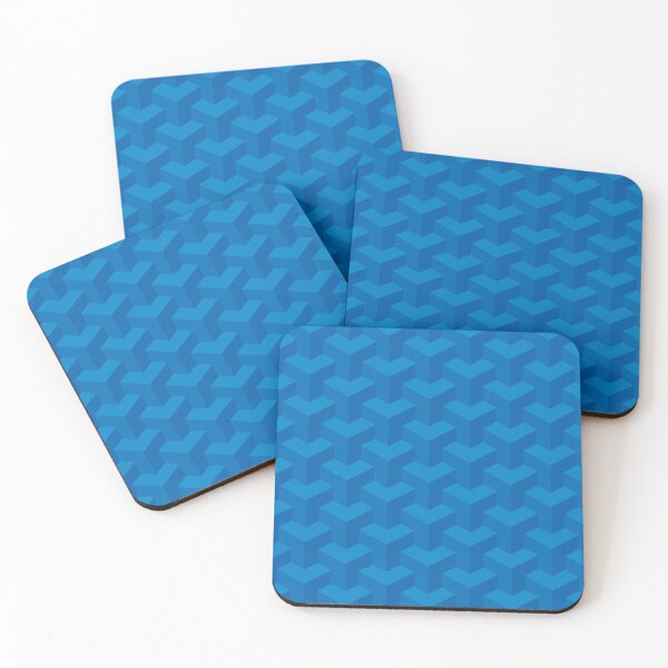Item preview, Geometric Optical Illusion Blocks Pattern In Shades Of Blue designed and sold by fizzgig.