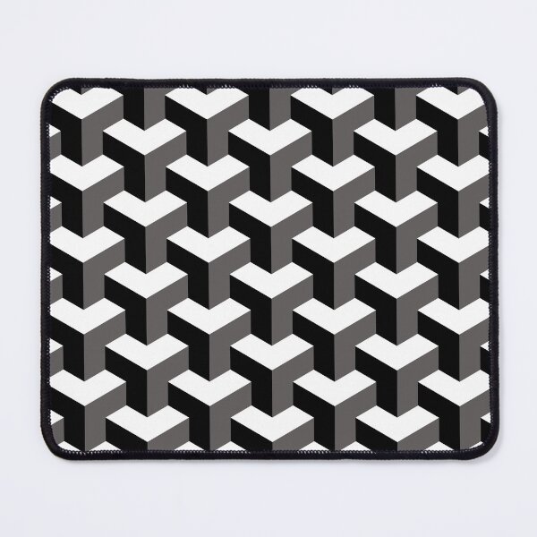 Item preview, Grayscale Bold Geometric Optical Illusion Blocks Pattern designed and sold by fizzgig.