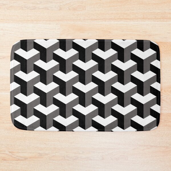 Item preview, Grayscale Bold Geometric Optical Illusion Blocks Pattern designed and sold by fizzgig.