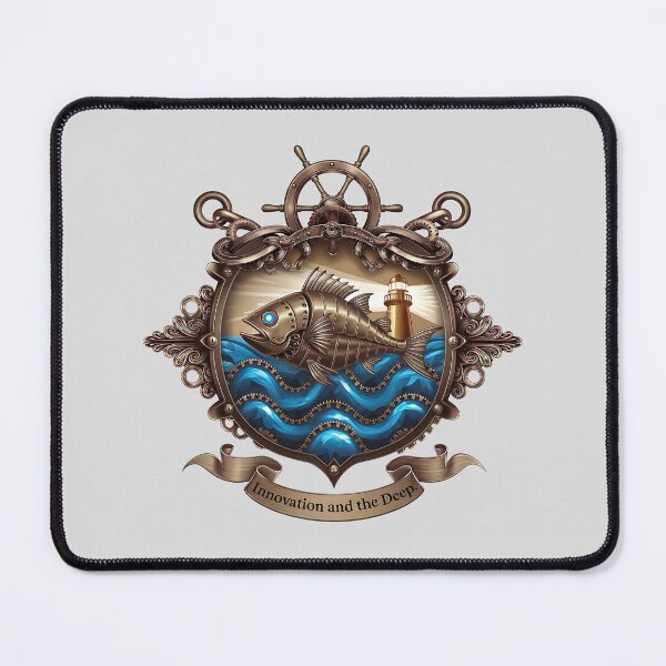 Item preview, Steampunk Imperial Coat of Arms – Mechanical Fish, Gears & Nautical Design designed and sold by digitalscrabble.