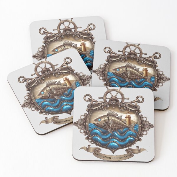 Item preview, Steampunk Imperial Coat of Arms – Mechanical Fish, Gears & Nautical Design designed and sold by digitalscrabble.
